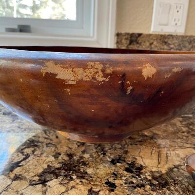 Large Wood Salad Serving Bowl and Stainless Lidded Ice Bucket