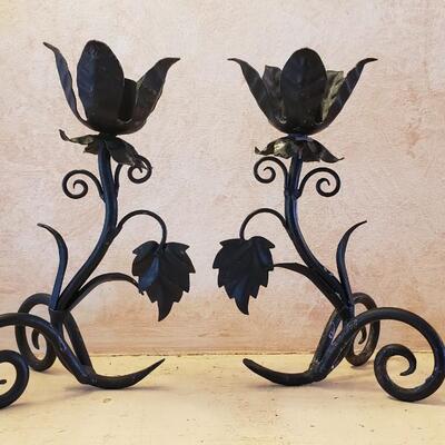 Metal vintage flower candlesticks