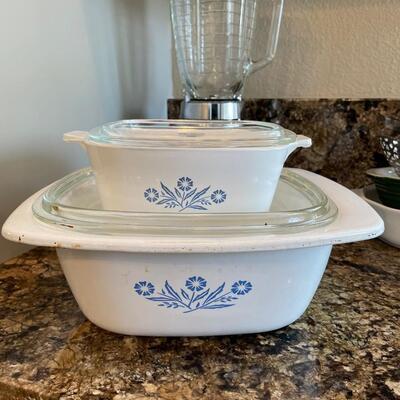 Vintage Corning Ware Blue Cornflower, Emile Henry Au Gratin Bakeware, Pfaltzgraf, Pyrex and Osterizer Blender
