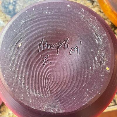 Handpainted and signed Ceramic Jar with Lid