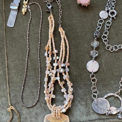 Fun and Unique Assorted Costume Jewelry, Beaded Hand Bag and Le Sac Knitted Bag