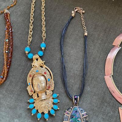 Fun and Unique Assorted Costume Jewelry, Beaded Hand Bag and Le Sac Knitted Bag