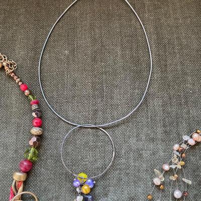 Fun and Unique Assorted Costume Jewelry, Beaded Hand Bag and Le Sac Knitted Bag