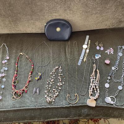 Fun and Unique Assorted Costume Jewelry, Beaded Hand Bag and Le Sac Knitted Bag