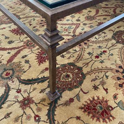 Gorgeous Glass and Patina Bronze Coffee Table