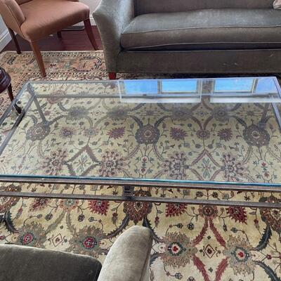 Gorgeous Glass and Patina Bronze Coffee Table