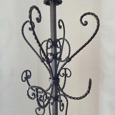 Freestanding Wrought Iron Coat and Hat Stand in a Rustic Style