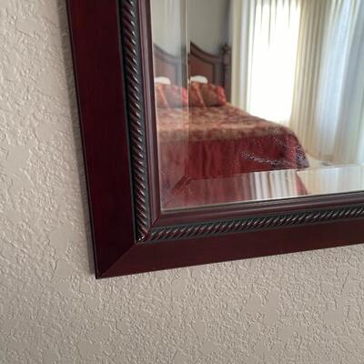 Large Rectangular Wood Framed Mirror w/Beveled Edge