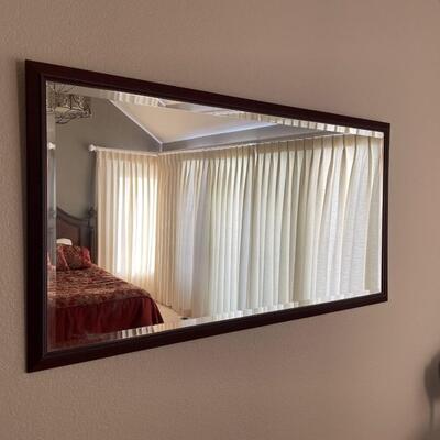 Large Rectangular Wood Framed Mirror w/Beveled Edge