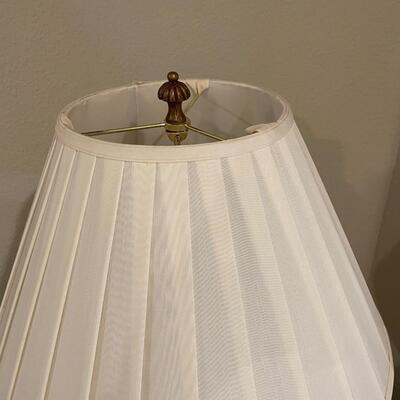 Red and Gold Painted Ceramic Table Lamp with Pleated Shade