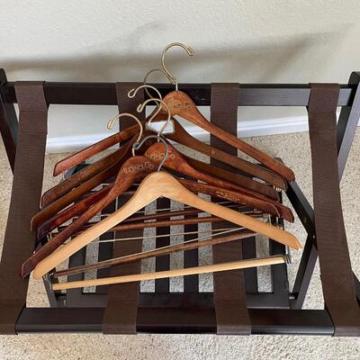 Wooden Luggage rack and wooden hangers