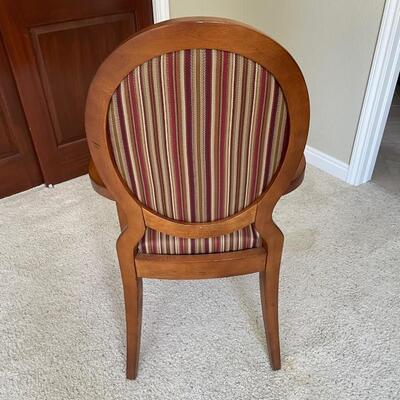 Fairfield Chair Company Balloon Back Upholstered Wood Arm Chair