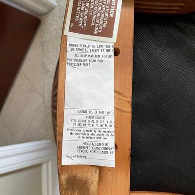 Fairfield Chair Company Balloon Back Upholstered Wood Arm Chair
