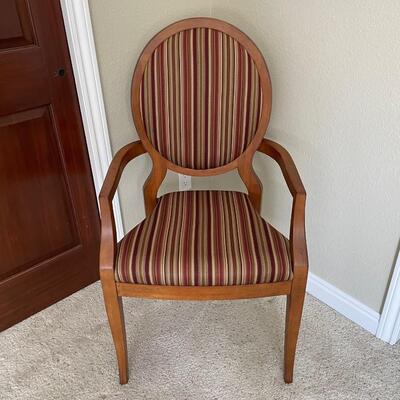 Fairfield Chair Company Balloon Back Upholstered Wood Arm Chair