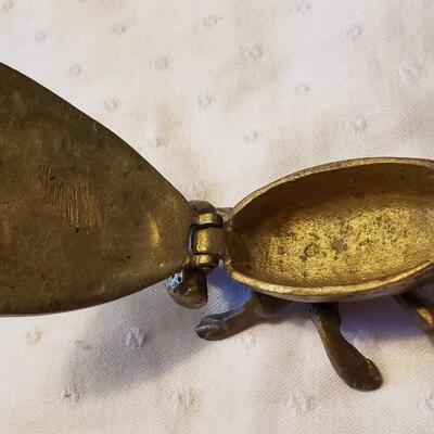 Small vintage brass fly box with hinged lid