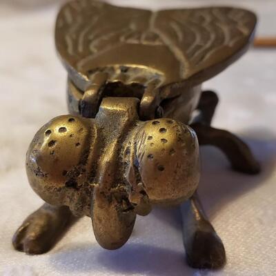 Small vintage brass fly box with hinged lid