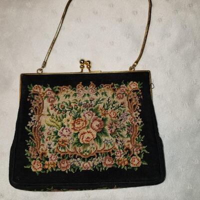 Vintage needlepoint embroidered purse