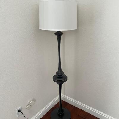 Black Metal Floor Lamp with drum shade