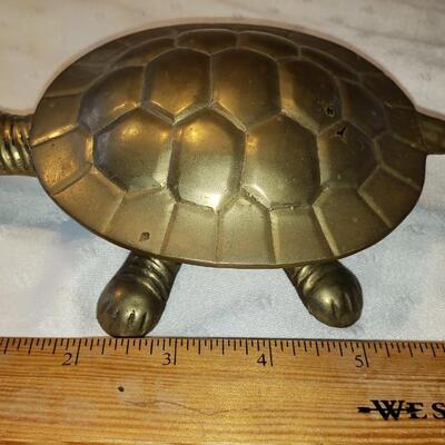 Vintage brass Turtle box with hinged lid