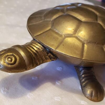 Vintage brass Turtle box with hinged lid