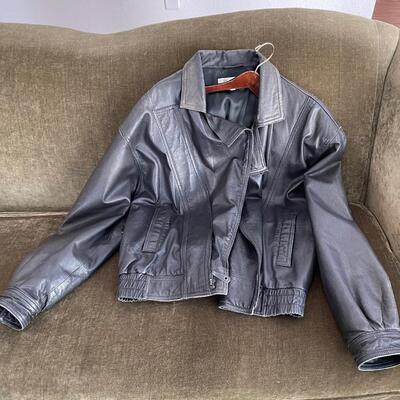 Men's M/L Black Leather Jacket, wool coat and Tommy Bahama Shirts