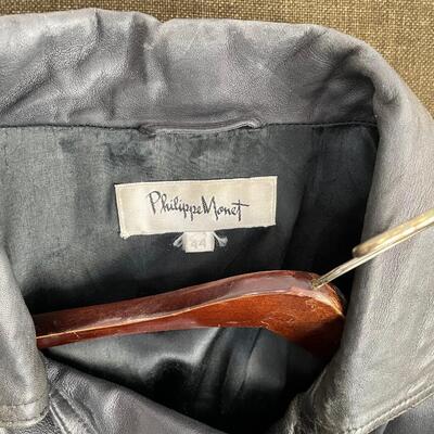 Men's M/L Black Leather Jacket, wool coat and Tommy Bahama Shirts