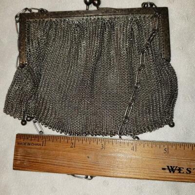 Sterling silver chain mail antique vintage purse