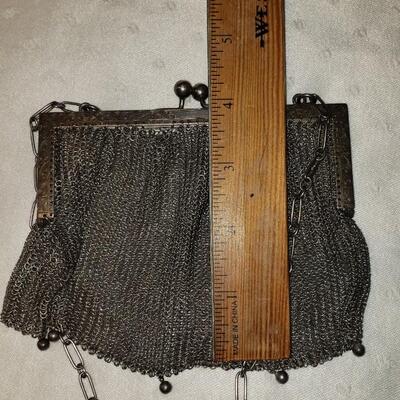 Sterling silver chain mail antique vintage purse
