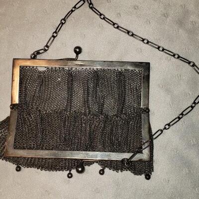 Sterling silver chain mail antique vintage purse
