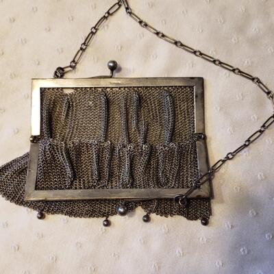 Sterling silver chain mail antique vintage purse