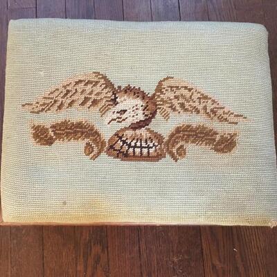 Antique embroidered footstool
