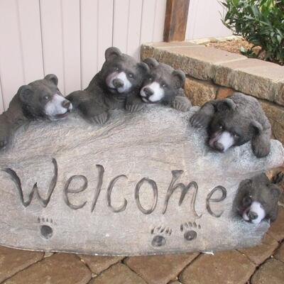 'Welcome' Bear Theme Front Porch Decor- Impressively Sized