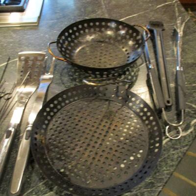 Grilling Accessories- Utensils, Skewers, Tongs, Baskets
