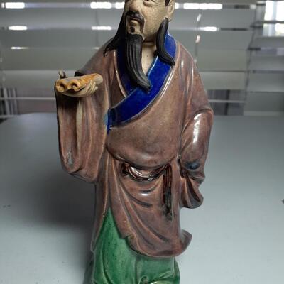 Vintage 8in tall Chinese man with scroll