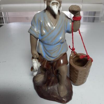Vintage 5.5in tall Chinese man with basket
