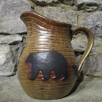 Ceramic Pitcher with Bear Accents