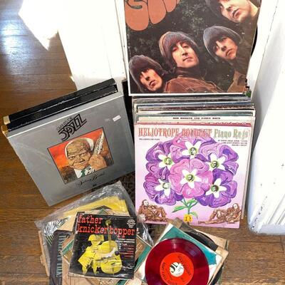 LOT 208  VINTAGE LP & 45s RECORDS BEATLES RAVI SHANKAR
