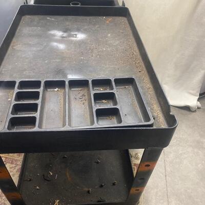 B3 plastic shop cart, comes apart in pieces, to the table top, 33â€ tall, 24 3/4â€ wide,
