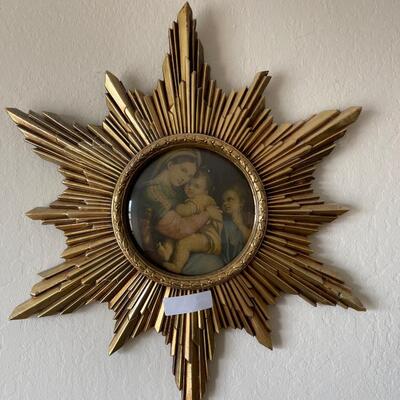 Vintage Star Burst Frame with Virgin Mary