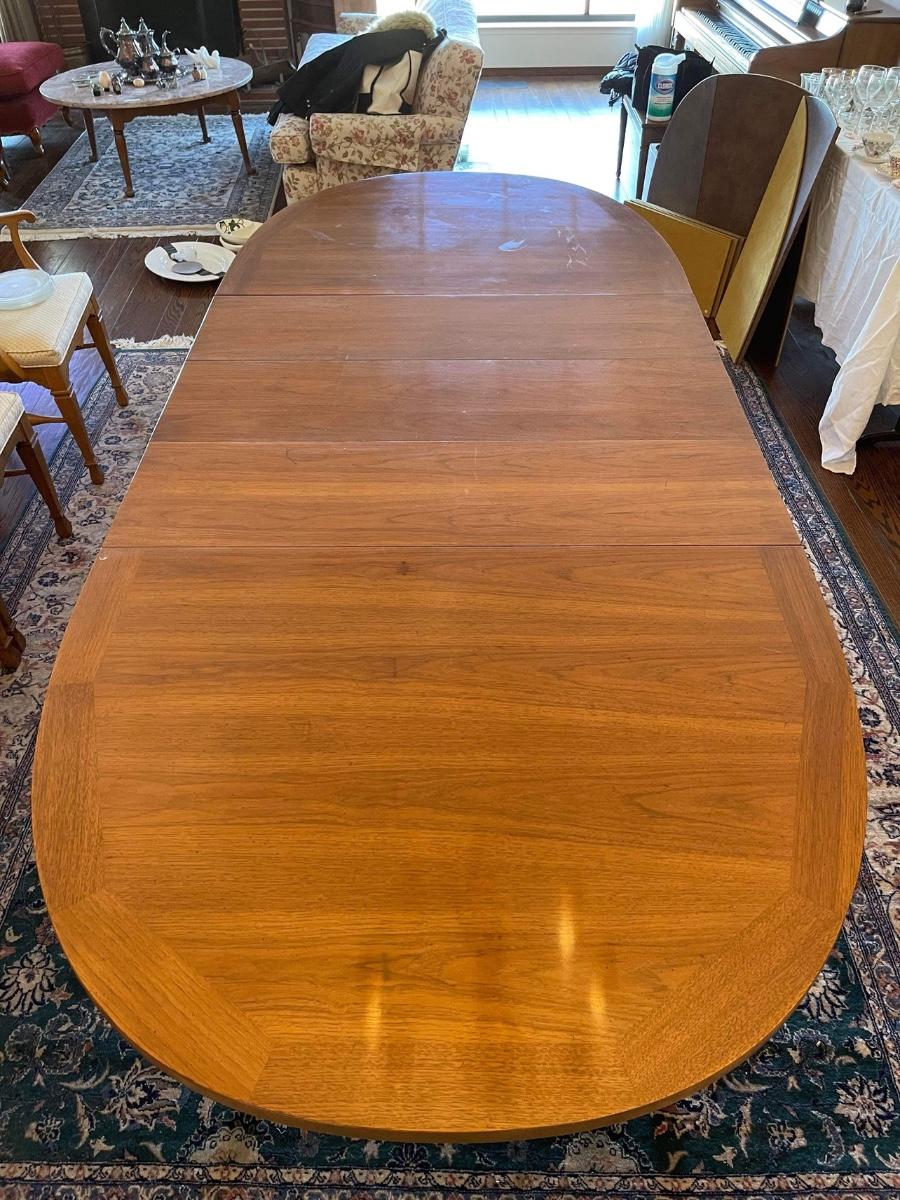 French Walnut Dining Table with 6 chairs