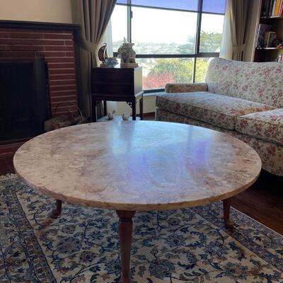 Round  marble-top coffee table