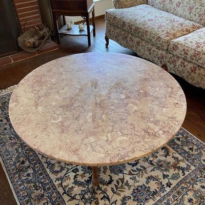 Round  marble-top coffee table