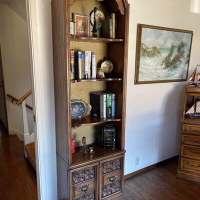 A pair of Solid wooden narrow Curio shelves