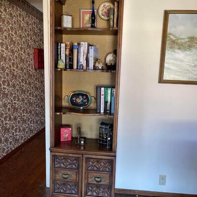 A pair of Solid wooden narrow Curio shelves