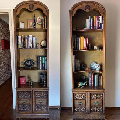 A pair of Solid wooden narrow Curio shelves