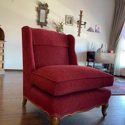 A pair of Red Lounge Chairs