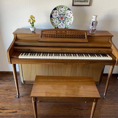 Vintage Whitney French Provincial Upright Piano with bench