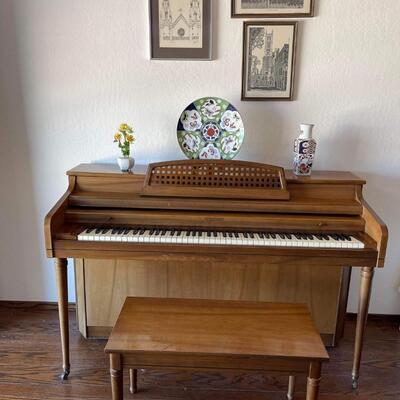 Vintage Whitney French Provincial Upright Piano with bench