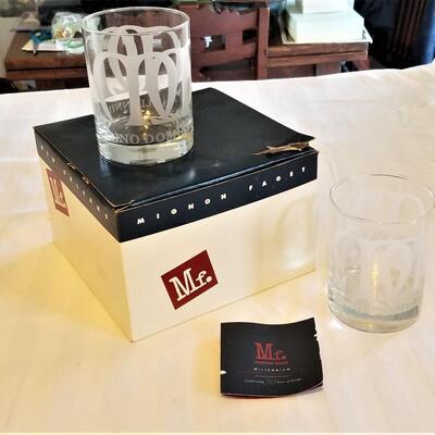 Lot #44  Set of 4 Mignon Faget Millenium Bar Glasses in Box