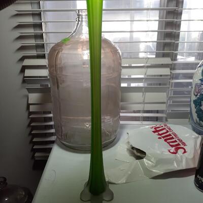 21in tall Green glass vase